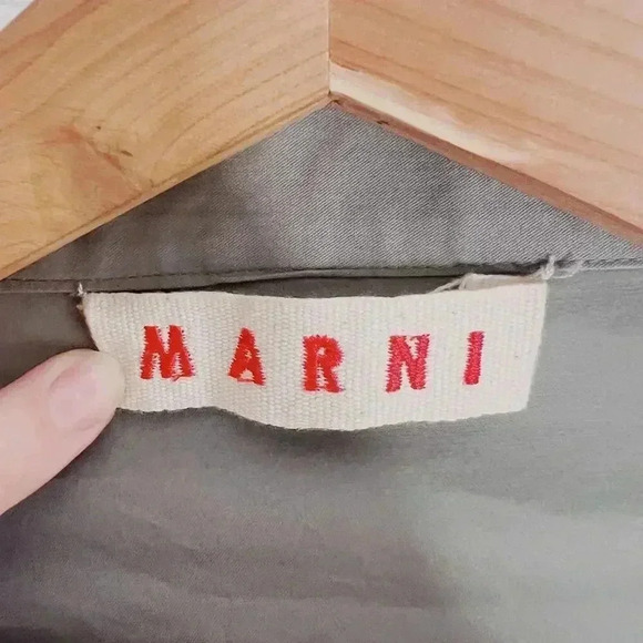 Marni Short Sleeved Tan Taupe Utility Cardigan Top Minimalist Brutalist Size 4 - Picture 8 of 11